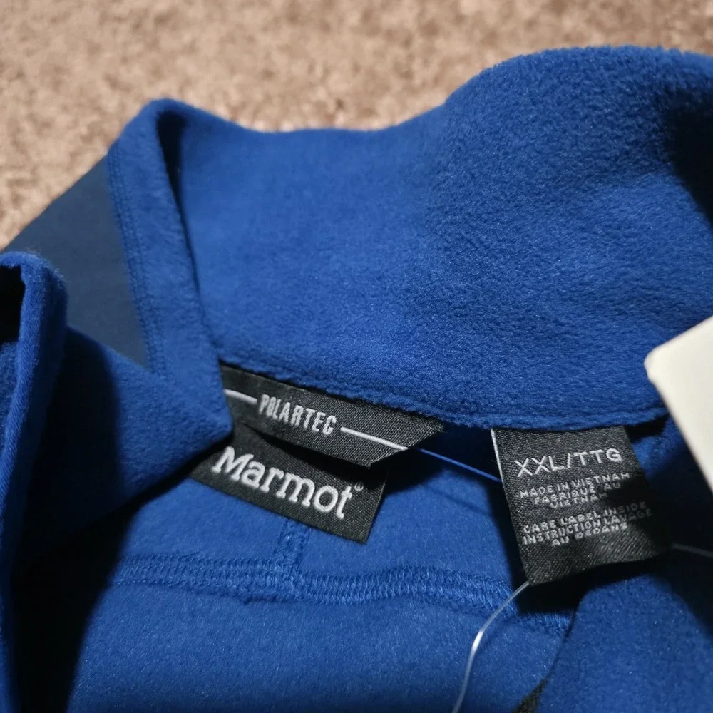 Marmot PolarTec Vest Mens Size 2XL Blue‎ Fleece Full Zip Lightweight Casual New